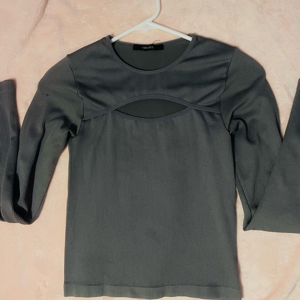 Light Gray Cut-Out Top